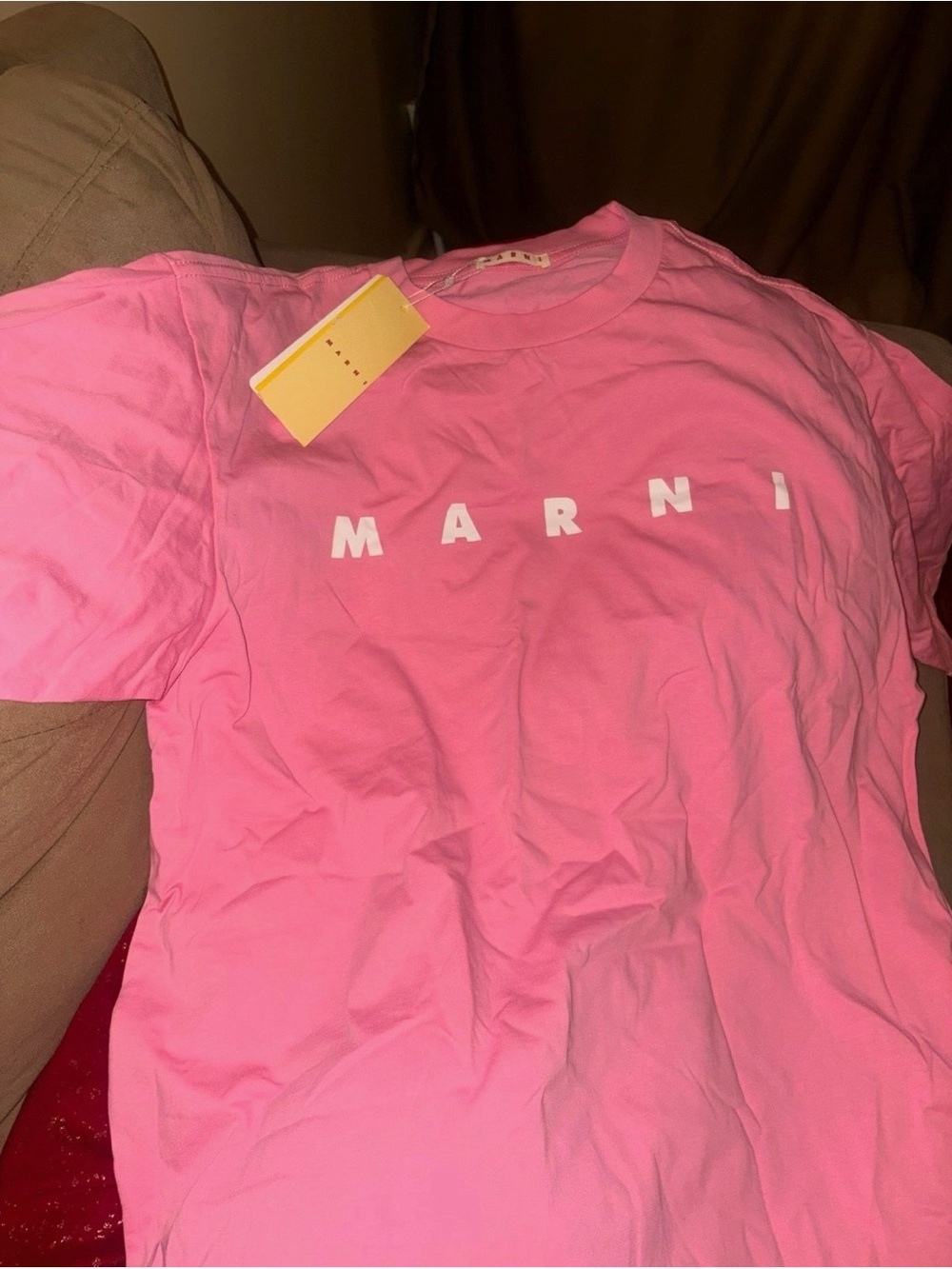 Marni Bright Pink Logo Short Sleeve Tee